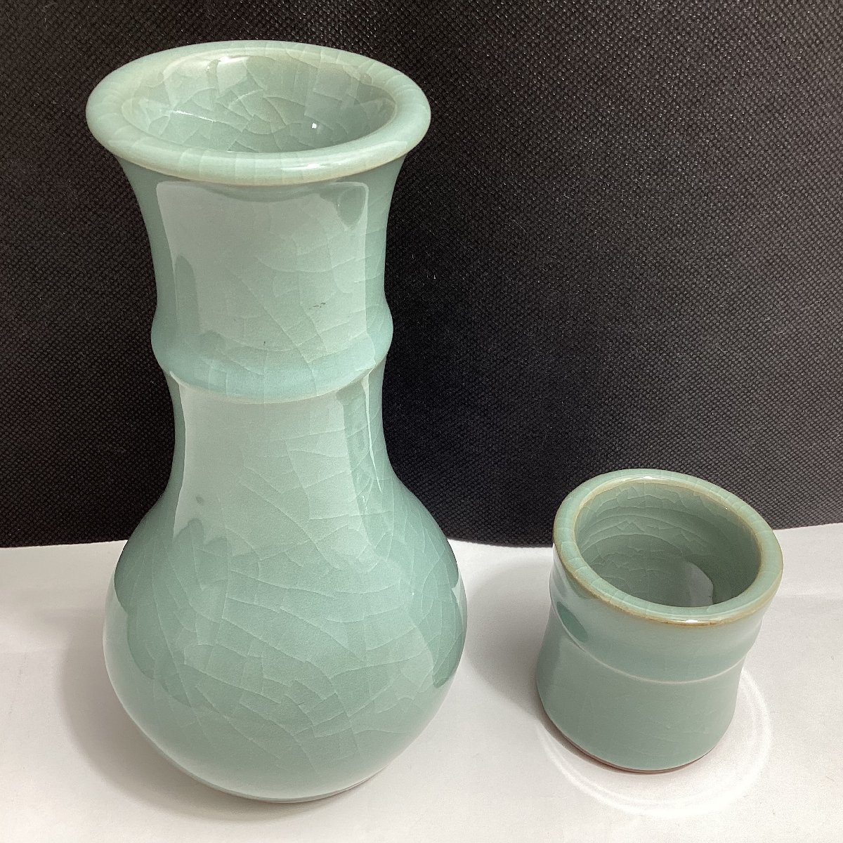 茶道具 青磁 手塚央 台子 皆具 セット 水差 建水 杓立 蓋置 共箱付