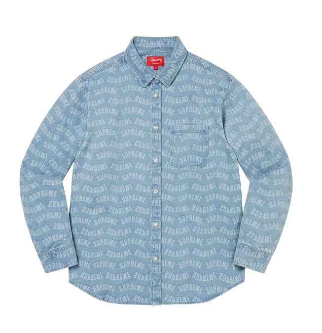 国内正規品 Supreme 22SS ARC JACQUARD DENIM SHIRT Blue Mサイズ シュプリーム アーク ジャカード デニム シャツ ブルー 青 ジャガード 23