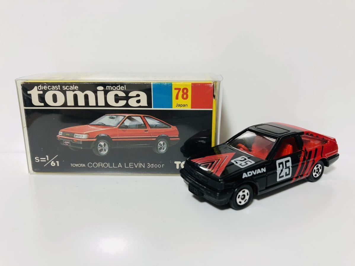絶版黒箱トミカ 78 トヨタ カローラレビン 3ドア ボディーカラー黒/赤 