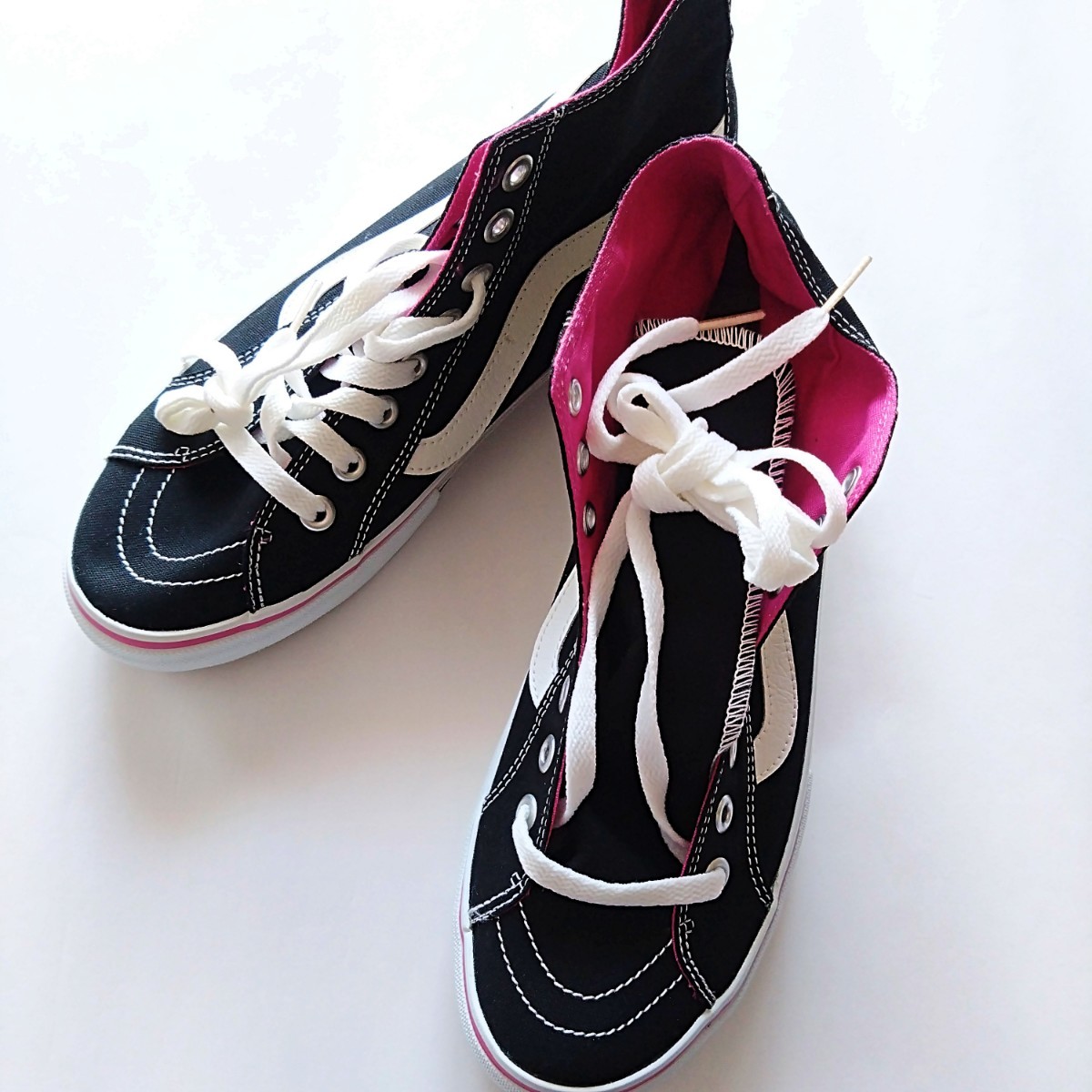 【新品未使用】バンズ VANS V47-38 ハイカット スニーカー 靴 シューズ 黒 紫 ブラック パープル HI SKOOL SHOES サイズ 27.5 cm