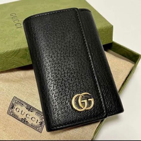 美品GUCCI グッチ 6連キーケース カード入れ GGマーモント レザー