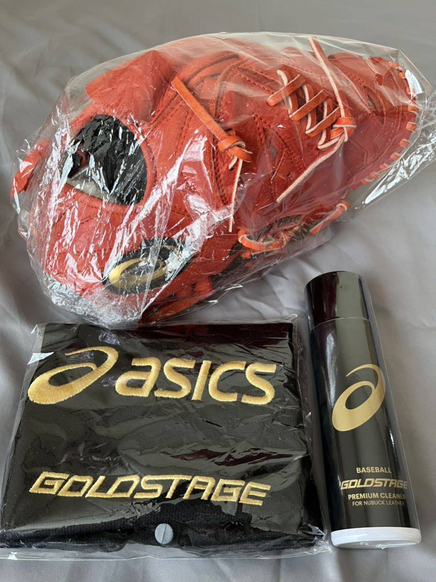 asics GOLD STAGE 硬式投手用グラブ ヌバック アシックス ゴールドステージ クリーナー&グラブ袋付き