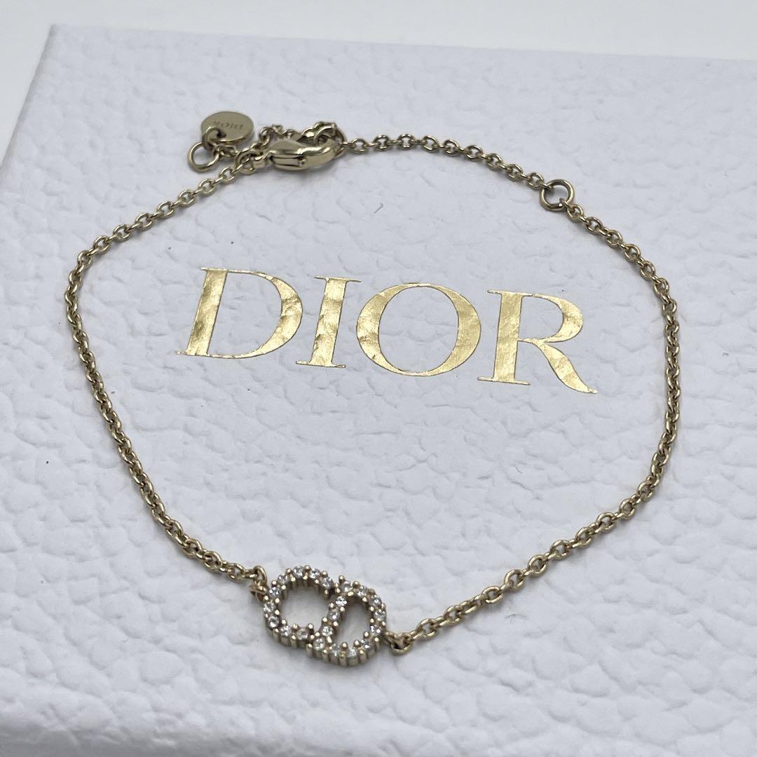 Christian Dior◇CDロゴ/ブレスレット/-/ラインストーン/GLD