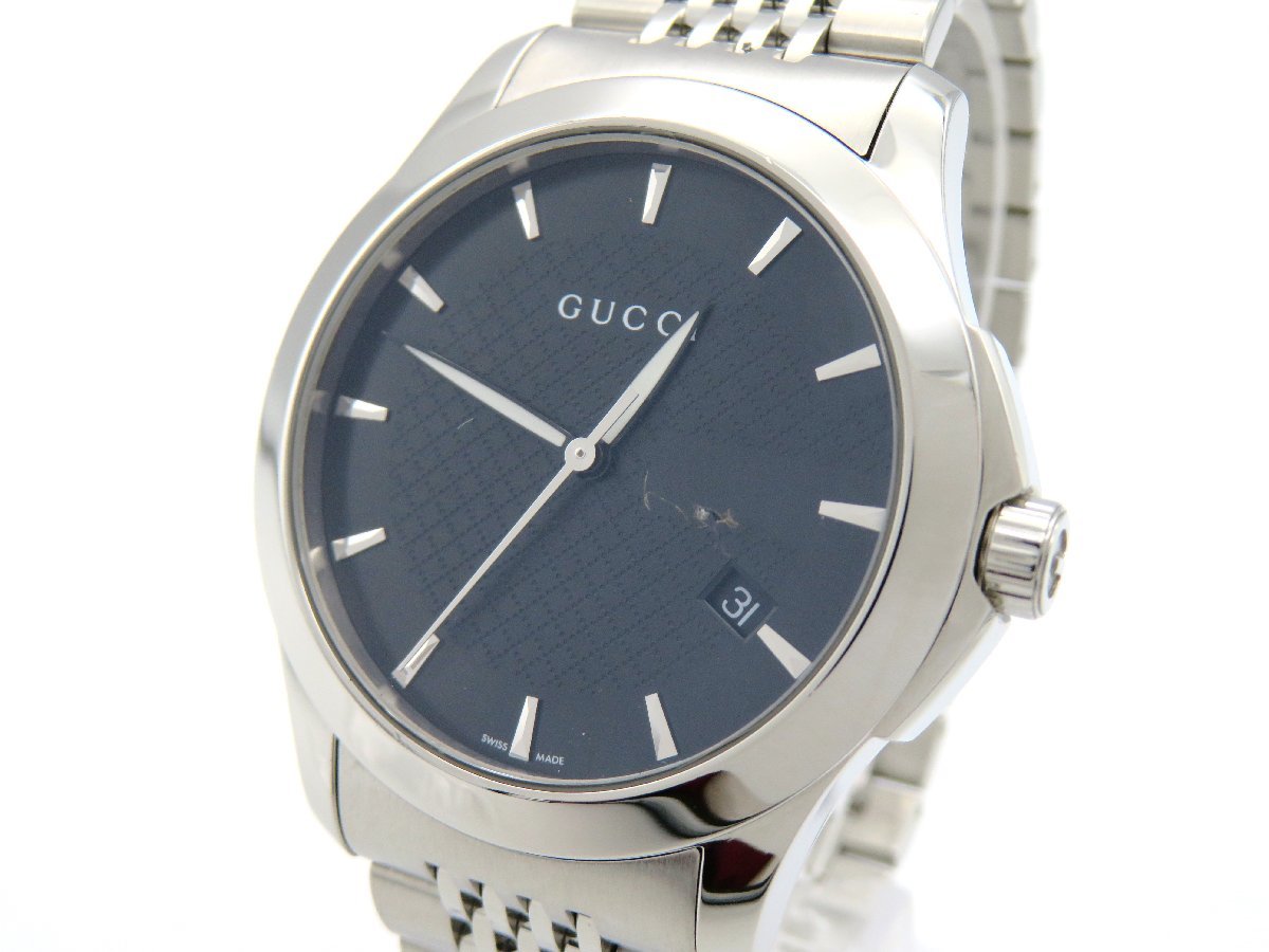 ◆1円◆稼働◆良品　グッチ　126.4　Gタイムレス　黒　クオーツ　メンズ　腕時計　　D013