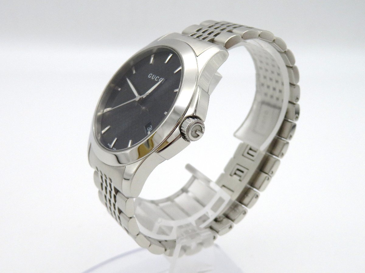 ◆1円◆稼働◆良品　グッチ　126.4　Gタイムレス　黒　クオーツ　メンズ　腕時計　　D013
