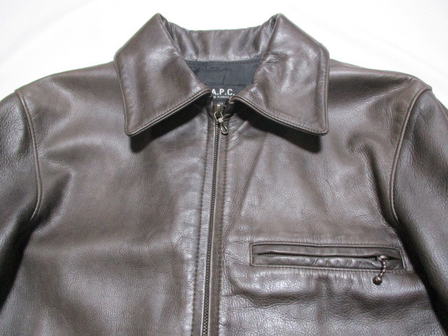 APC アーペーセー 牛革 レザージャケット ブルゾン 茶 フランス製 M