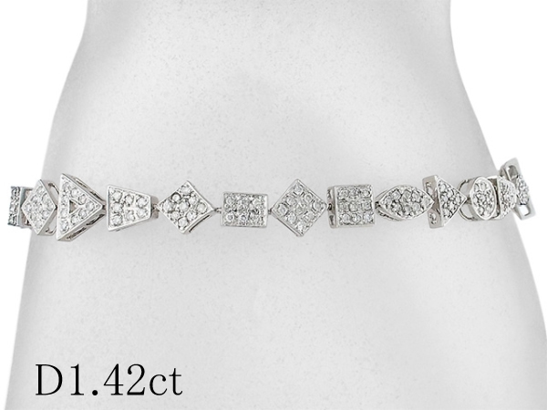 【限定SALE，新作登場】 ダイヤモンド/1.42ct デザイン ブレスレット K18WG(ダイヤモンド)｜売買されたオークション情報、yahooの商品情報をアーカイブ公開 - オークファン ダイヤモンド