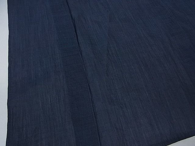 平和屋着物□夏物 本場小千谷ちぢみ 色無地 濃藍色 麻 逸品 yc5378