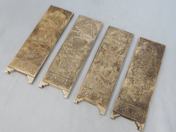 中国 足銀刻印 銀製 文鎮（鎮紙） 約175.5g 古美術 文房具 ☆中国骨董☆琴棋書画 文鎮？ 用途不明 4個 合計約971g 足銀刻印有