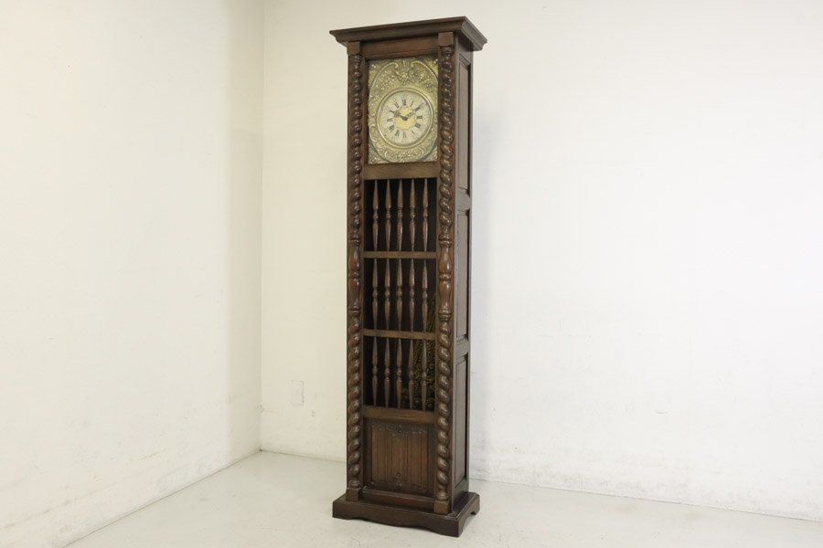 ★【直接手渡し限定・ジャンク】ジャコビアン様式★ホールクロック 高さ196cm★振り子時計【動作未確認現状】▼580h18