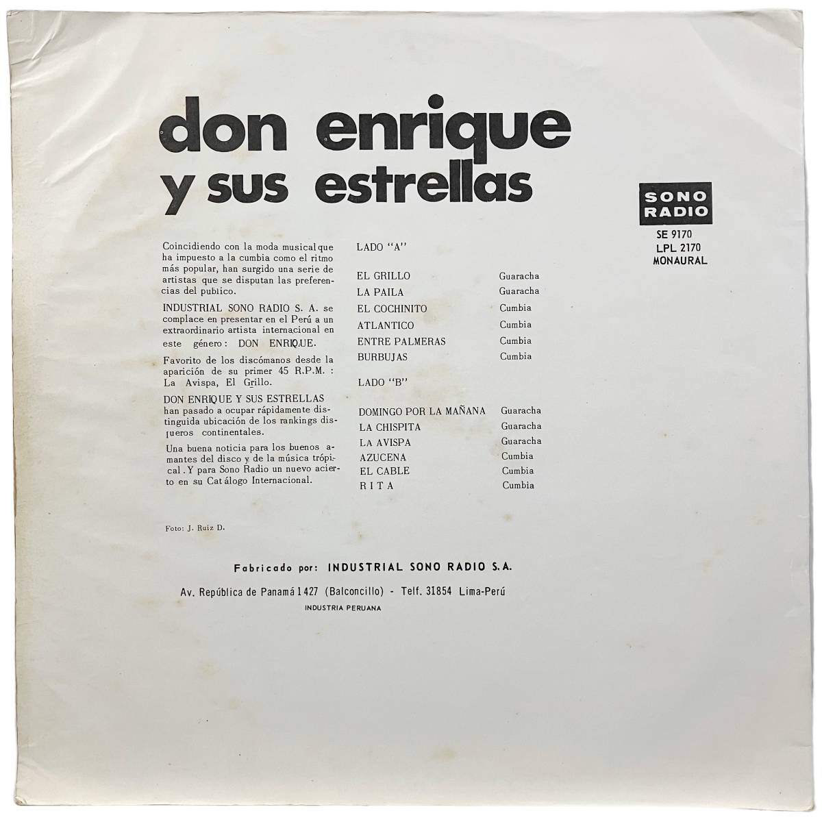 試聴!Enrique Lynchプロデュース◇60年代ペルーラテン DON