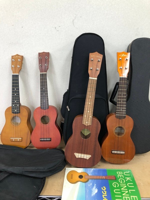 230421PT100471 Ukulele ウクレレ ４本　まとめ売り　Aria AU-120 / ALAMOANA UK-160 UK-100MH/Bob's Ukulele
