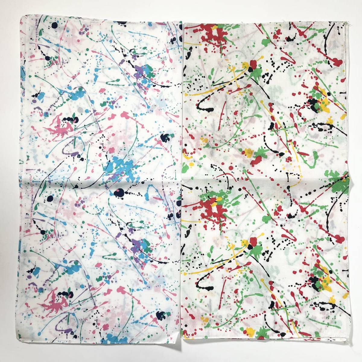 2枚セット RN14193 ビンテージ バンダナ 50s 60s 70s 80s 90s USA WAMCRAFT ファストカラー レアカラー 珍品 白 vintage ポロック