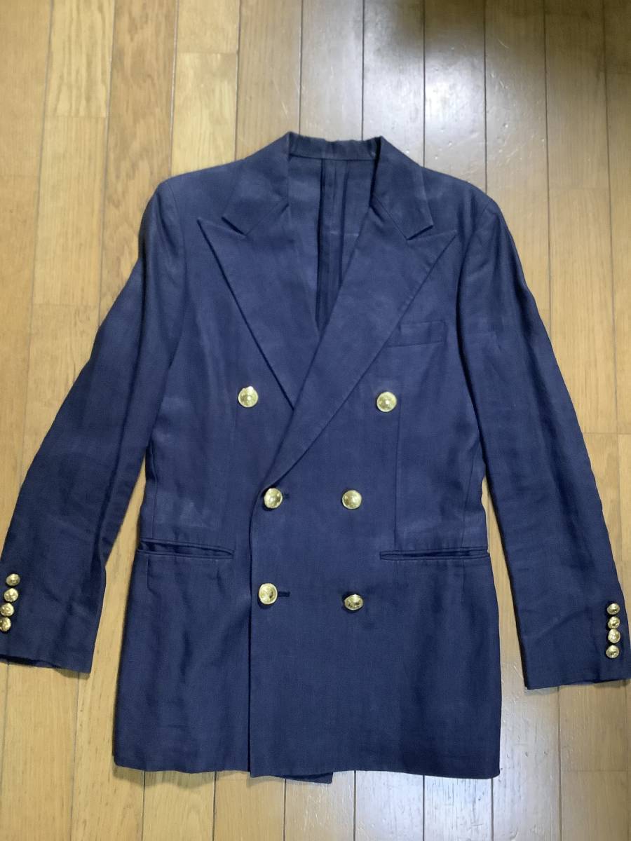 ラルフローレン　Ralph Lauren　 紺ブレ　ブレザー　ジャケット　ネイビー　麻　金ボタン