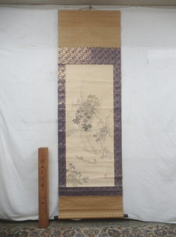 【お得，品質保証】 E3623 橋本雪蕉 筏山水 肉筆絹本 掛軸 軸箱(山水、風月)｜売買されたオークション情報、yahooの商品情報をアーカイブ公開 - オークファン 山水、風月