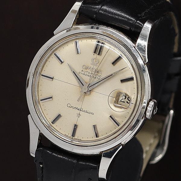 1円 稼働 オメガ AT/自動巻 コンステレーション ゴールド系文字盤 デイト メンズ腕時計 XYZ 6516000HSY