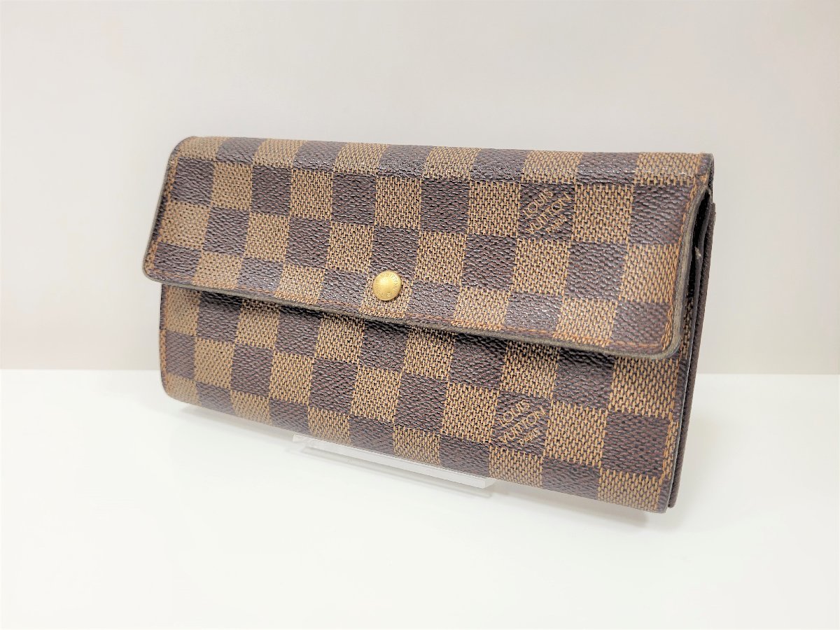 ★LOUIS　VUITTON　ルイヴィトン　ダミエ　ポシェットポルトモネクレディ　N61724　二つ折り長財布　小銭入れ　中古★002416
