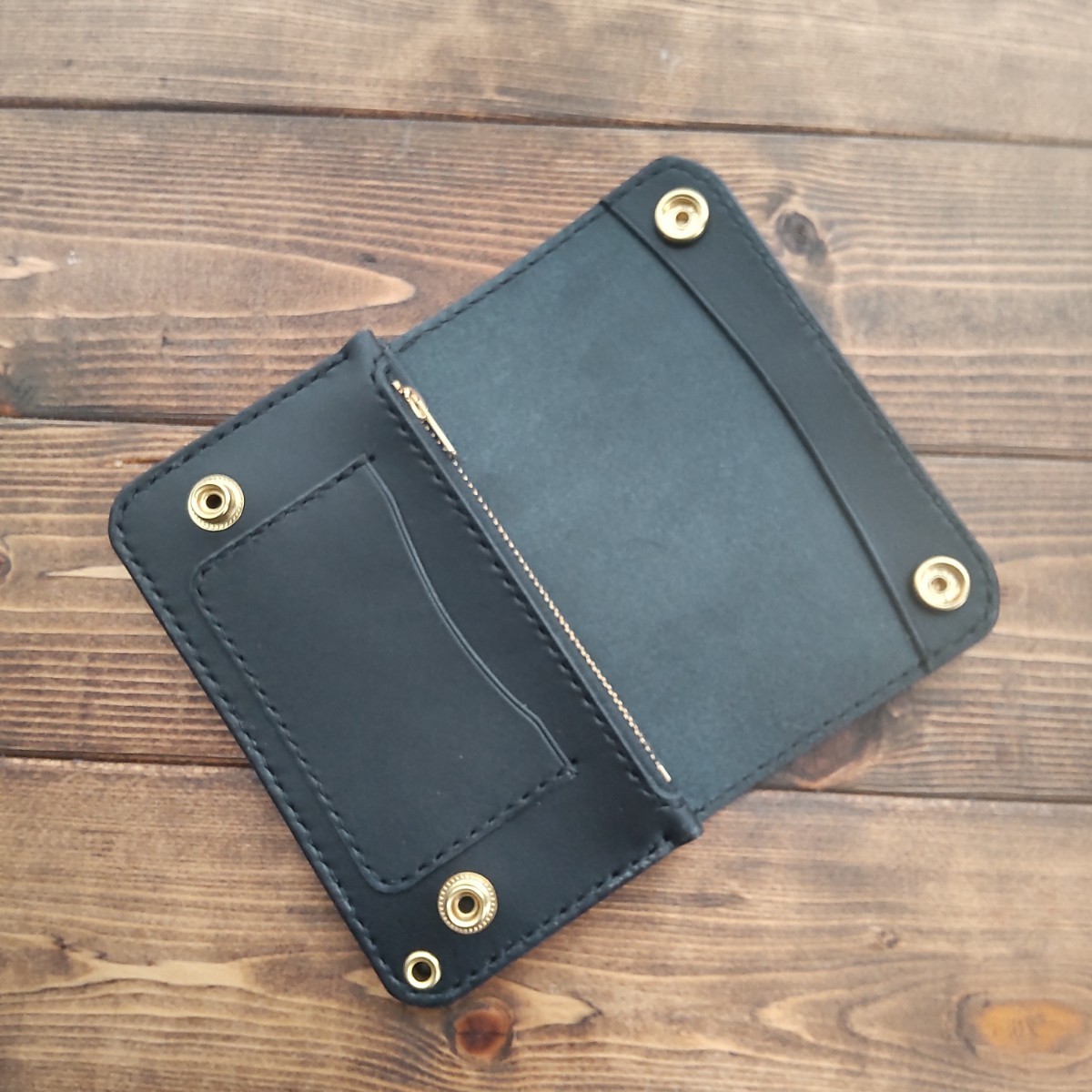 ミドルトラッカーウォレット UKデッドストックレザー ヴィンテージジッパー