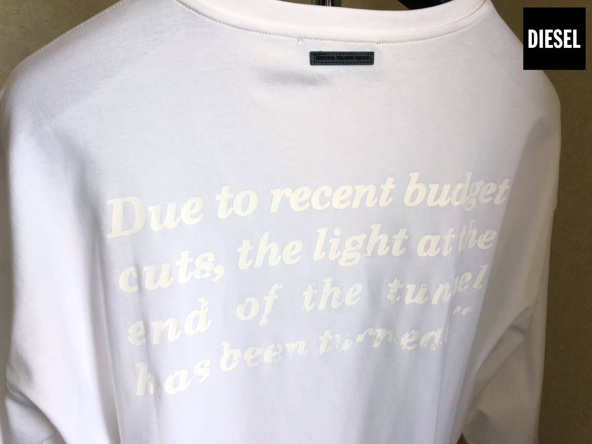 ●DIESEL BLACK GOLD 最高級 ディーゼル ブラックゴールド 美品 メッセージプリントロゴ Tシャツ サイズL オーバーサイズ 即納 55DSL