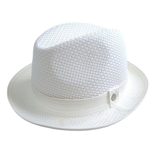 ■DAKS ダックス 新品 日本製 最旬春夏物 清涼コットンメッシュ レザーテープ 中折れハット 帽子 D3970 001 60cm ▲010▼bus1211a