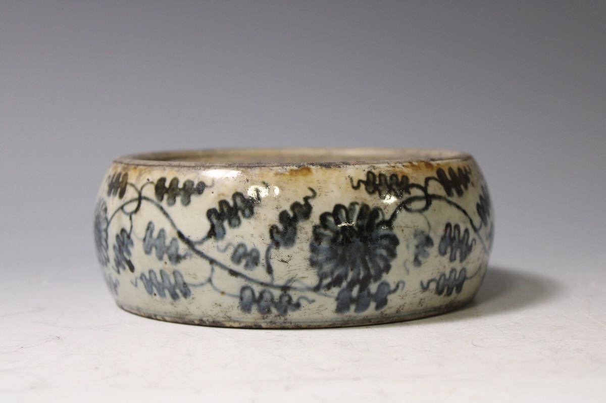 英】2553 「大明萬暦年製」款 古染付陶硯 中国美術 朝鮮 韓国