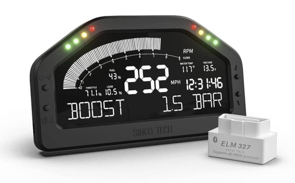OBD2 Bluetooth フルカラーデジタルダッシュメーター［即納／新品 