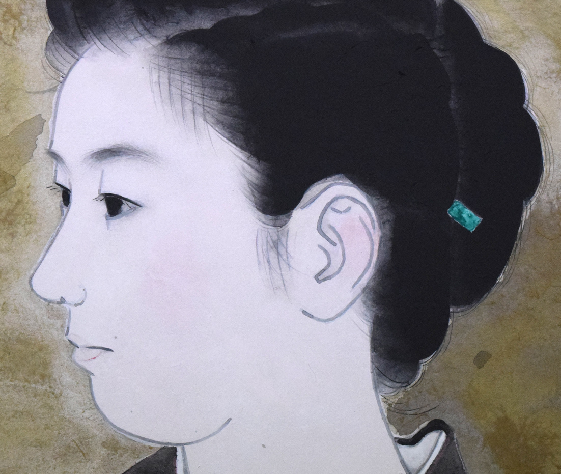 小竹美術】真作保証□中村 貞以「松韻」日本画・10号・共シール□院展