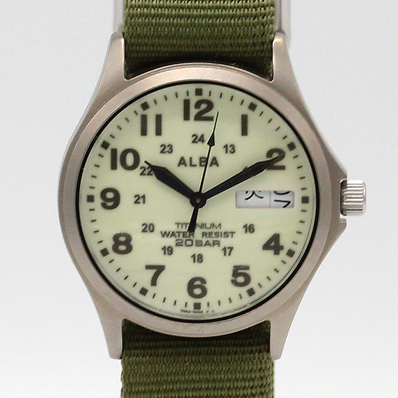 セイコー アルバ ミニタリー SEIKO ALBA 7N43-0AE0 メンズ 腕時計 稼働品 U03748 
