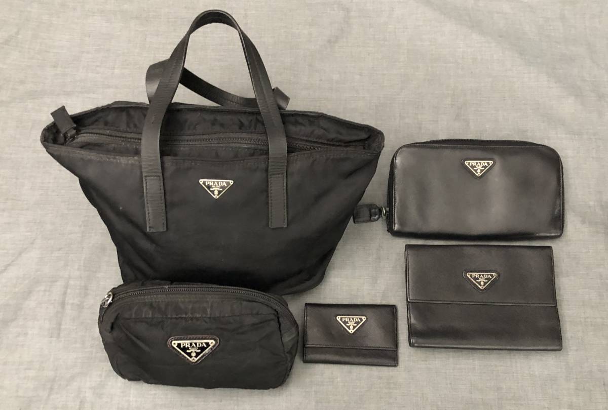 5/033 PRADA プラダ サフィアーノ ナイロン テスート ハンドバッグ ポーチ 財布 キーケース カードケース 5点セット