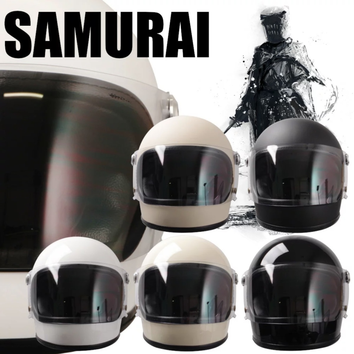 ヘルメット フルフェイス : レトロ SG⁄PSC規格レトロヘルメットSAMURAI 
