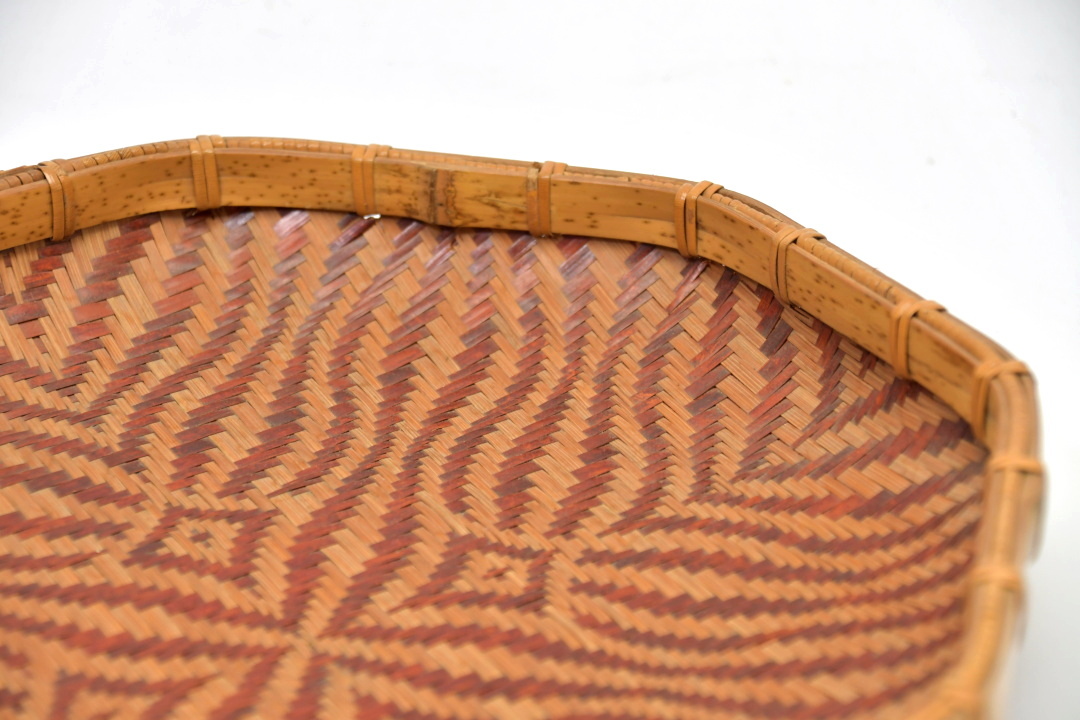986 宮本淡竹斎作 竹編皿 鳥取民藝 竹籠 ○伝統工芸 花