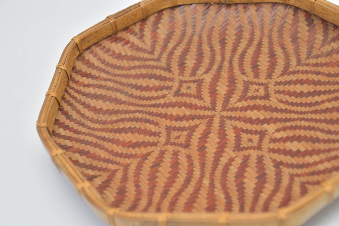 986 宮本淡竹斎作 竹編皿 鳥取民藝 竹籠 ○伝統工芸 花