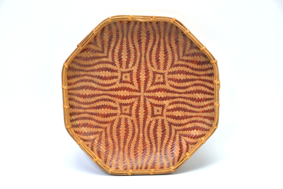986 宮本淡竹斎作 竹編皿 鳥取民藝 竹籠 ○伝統工芸 花