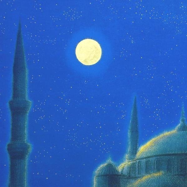 ☆美品 ブルーモスクの夜 平山郁夫 特別限定彩色版☆