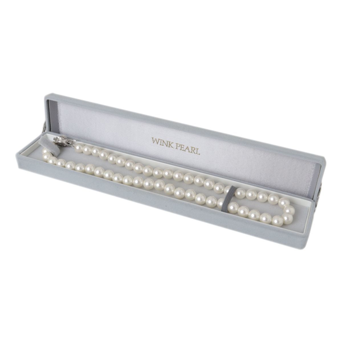WINK PEARL ウィンクパール ネックレス 高級シェルパール(人工)×金具SILVER ケース 首周り約42cm 8.2mm珠 重量約41.7g NT 美品 ABランク