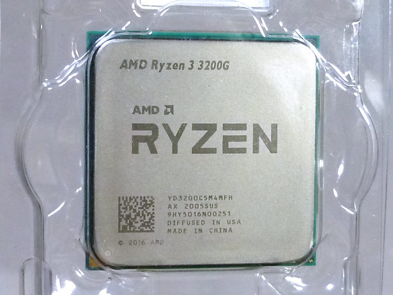 □CPU AMD Ryzen3 3200G／4コア・4スレッド／最大クロック 4.0GHz