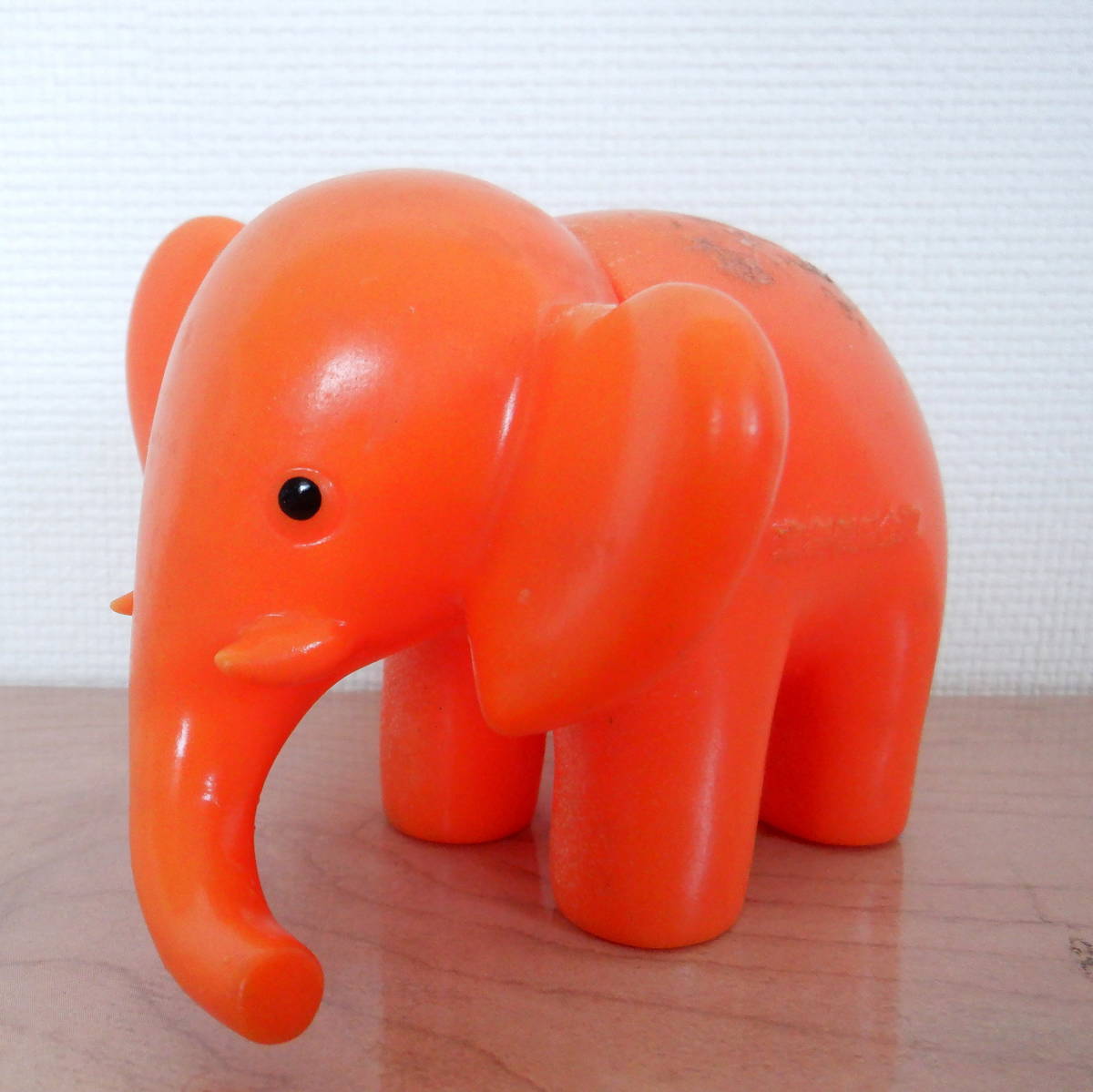 210 京都信用金庫 動物 ソフビ 貯金箱 ゾウ 象 オレンジ 昭和レトロ 