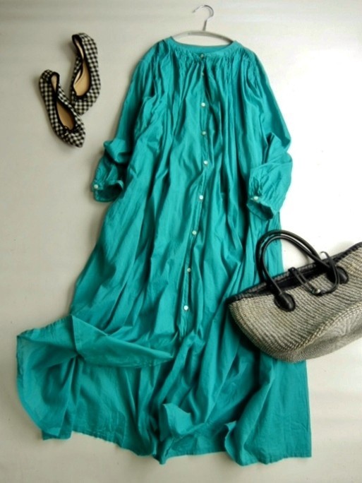 ジャーナルスタンダードレリューム relume コットン100%きれい色ゆったりオーバーサイズたっぷりギャザーコットンボイルシャツワンピース♪