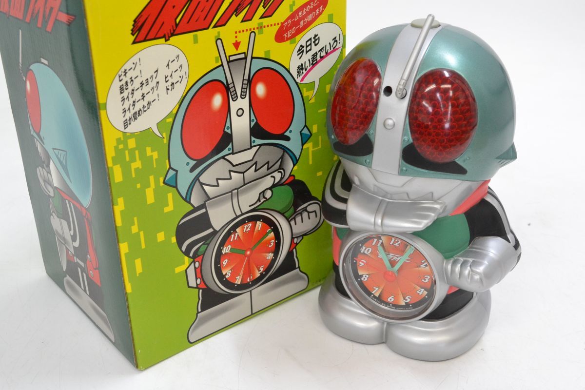 1S 0525N1) 1円～ 未使用 RHYTHM 仮面ライダー おしゃべり目覚まし時計