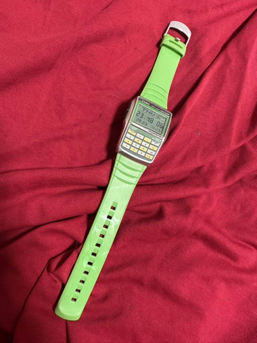 希少　カシオ　CASIO　データバンク　DATA BANK　腕時計　DBC-32 ライムグリーン