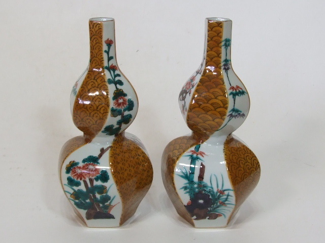 九谷焼 3代 三ツ井為吉 四君子之図 徳利 共箱 酒器