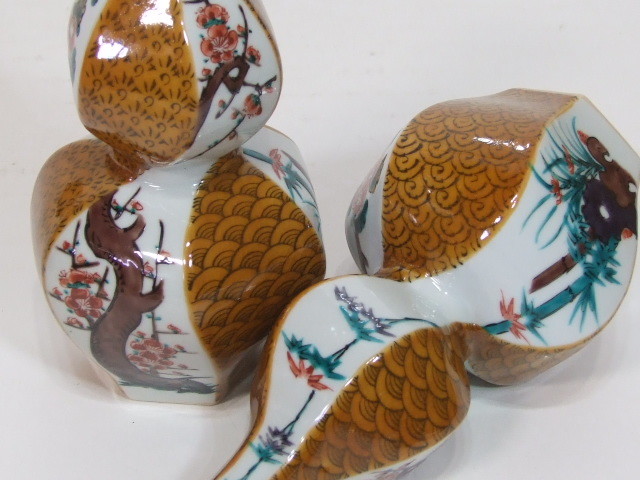 九谷焼 3代 三ツ井為吉 四君子之図 徳利 共箱 酒器