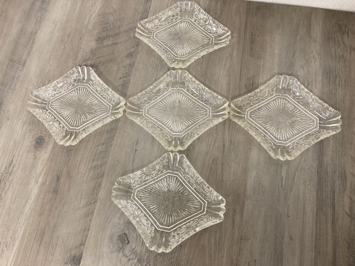 品品アンティーク 明治ガラス！お皿5枚セット 明治〜ガラスの小皿5
