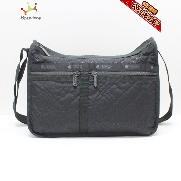 レスポートサック LESPORTSAC ショルダーバッグ - レスポナイロン 黒 パンチング/フラワー(花) 美品 バッグ