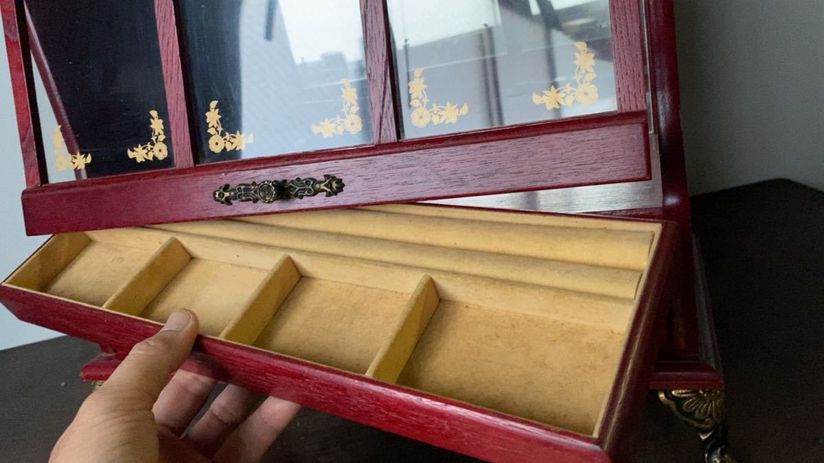 アクセサリーケース ジュエリーケース オルゴール 引出し付き 猫足 