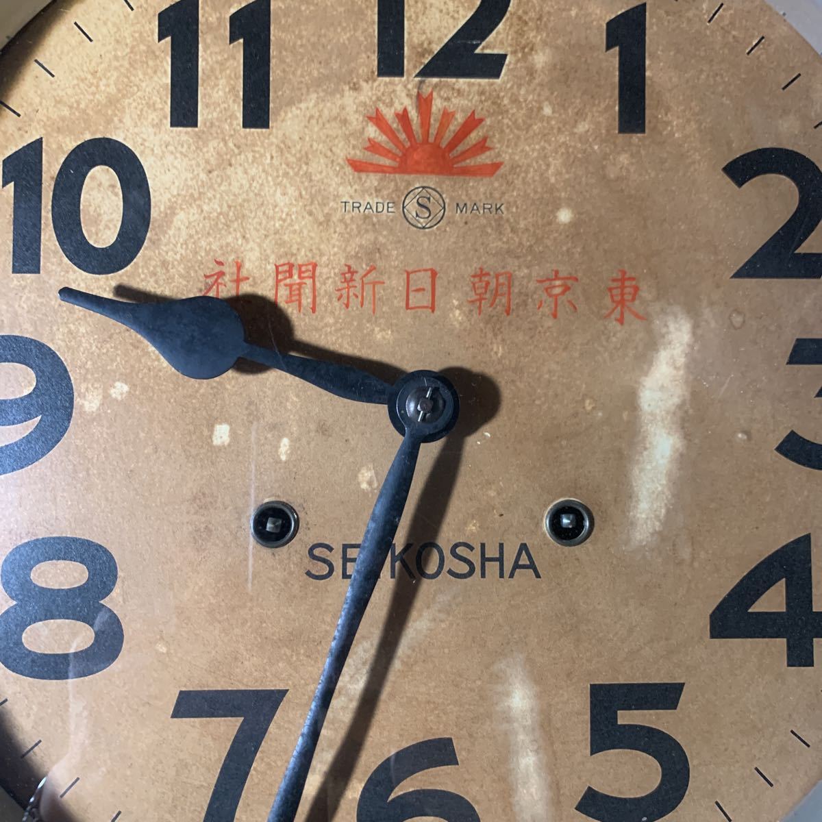 精工舎 SEIKOSHA 柱時計 古時計 掛け時計 丸型 ゼンマイ 直径40㎝ 奥行 