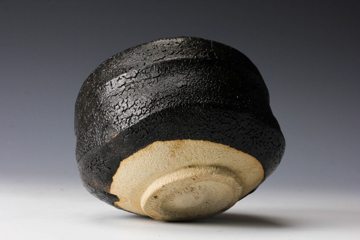 人間国宝 加藤孝造 瀬戸黒茶碗 共箱 栞 茶道具 本物保証_4