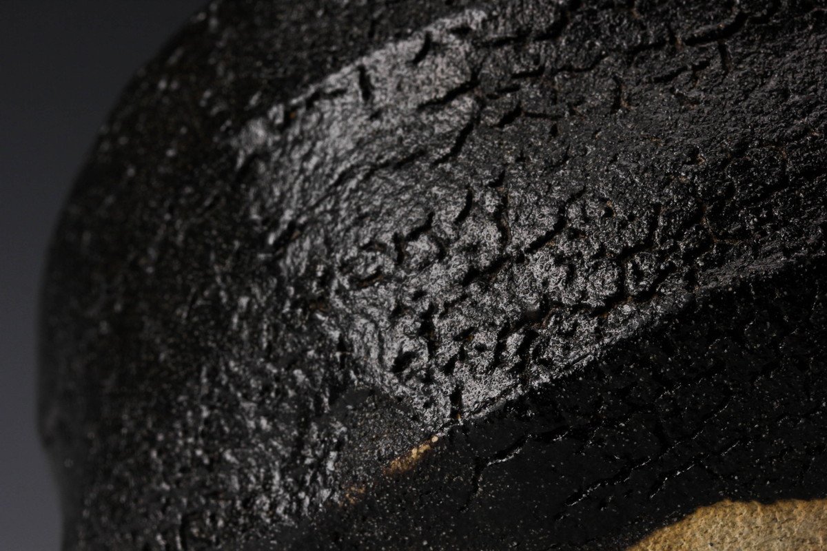 人間国宝 加藤孝造 瀬戸黒茶碗 共箱 栞 茶道具 本物保証_5