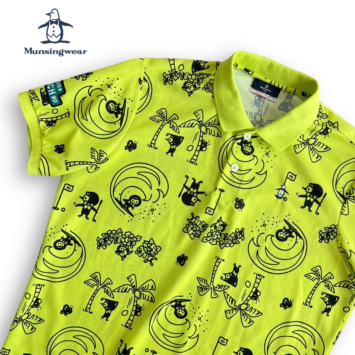 【日本製】 完売品 Munsingwear × TAROUT マンシングウェア タロアウト 限定 コラボ 半袖 ポロシャツ LL サイズ メンズ 黄緑 ゴルフウェア