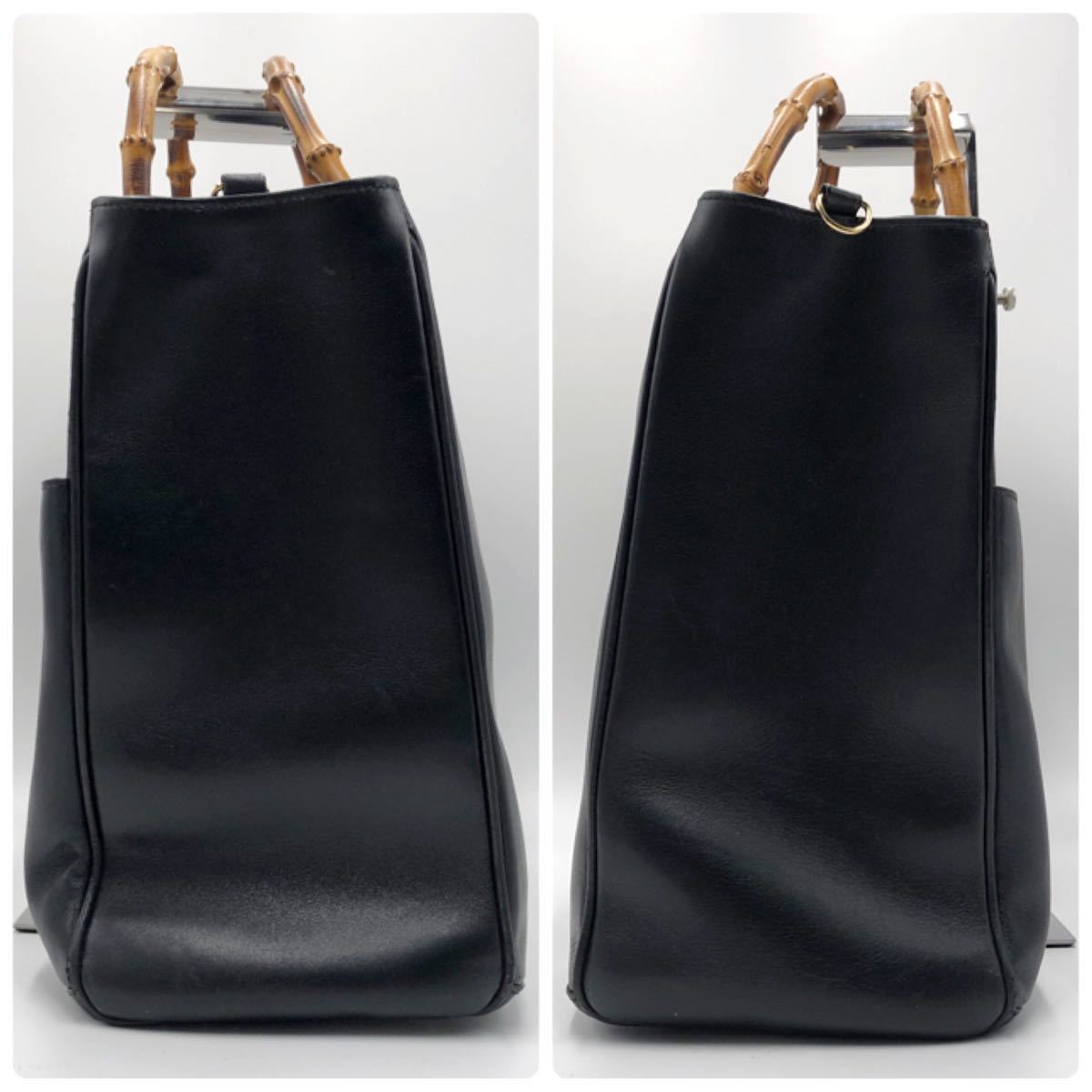 美品✨グッチ バンブー トートバッグ 2way ビジネス 肩掛 ブラック 大容量 GUCCI - 美品✨グッチ バンブー トートバッグ 2way ビジネス 肩掛け
